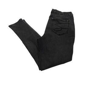 Seven 7 Distressed Black Wash Denim Jeans Women Sz 14 Ripped Knee Casual Trendy‎
